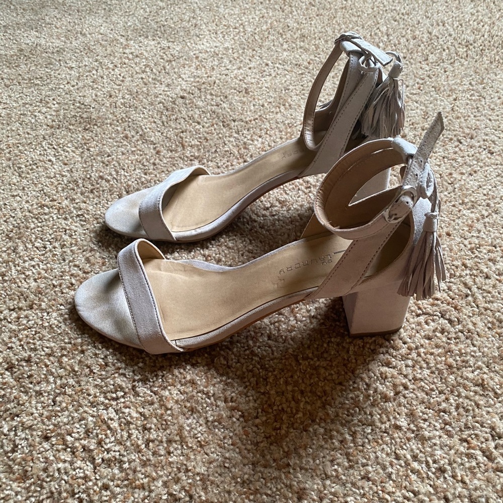 Grey block heels